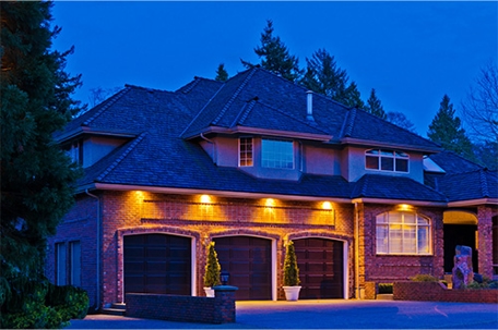 House with permanent outdoor lighting